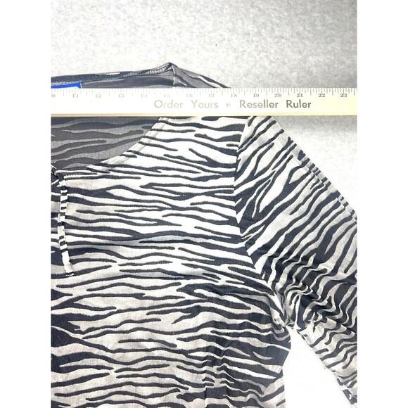 Vintage Notches Top Womens 2X Grey Velvet Zebra Bell Sleeve Whimsigoth Office - Picture 6 of 16